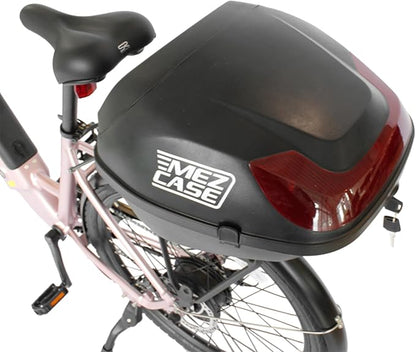 MEZCASE 35L Motorcycle Bicycle Scooter Top Case - Lockable, Waterproof Tail Box with Soft Backrest, Universal Mounting